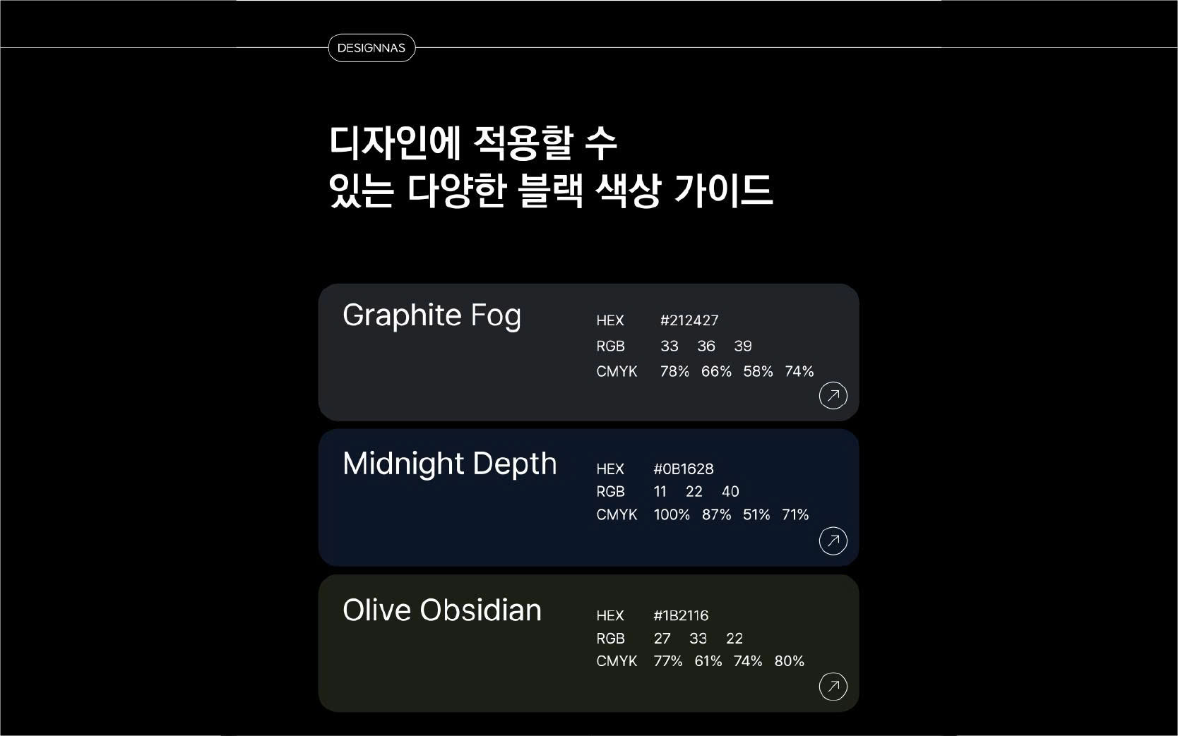 디자인에 적용할 수 있는 다양한 블랙 색상 가이드