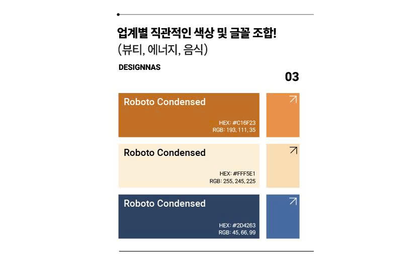 업계별 직관적인 색상 및 글꼴 조합!(뷰티, 에너지, 음식)